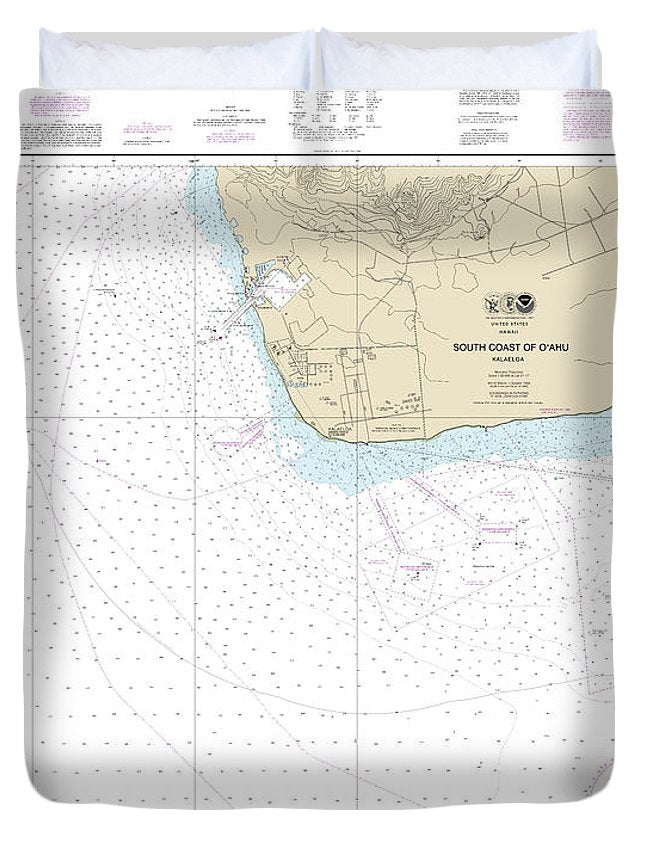 Nautical Chart-19362 South Coast-oahu Kalaeloa - Duvet Cover