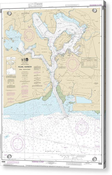 Nautical Chart-19366 Pearl Harbor Oahu South Coast - Acrylic Print