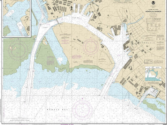 Nautical Chart 19367 Island Oahu Honolulu Harbor Puzzle