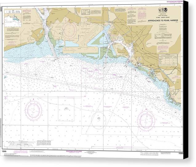 Nautical Chart-19369 Oahu South Coast Approaches-pearl Harbor - Canvas Print