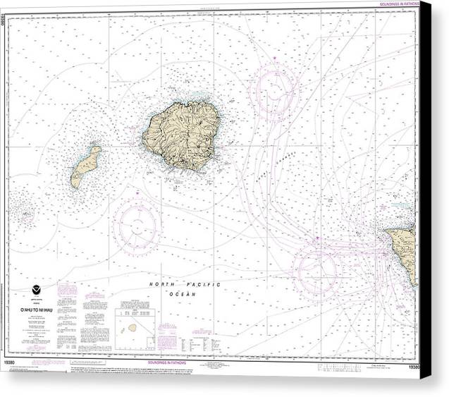 Nautical Chart-19380 Oahu-niihau - Canvas Print