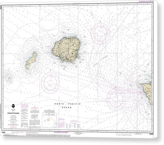 Nautical Chart-19380 Oahu-niihau - Canvas Print