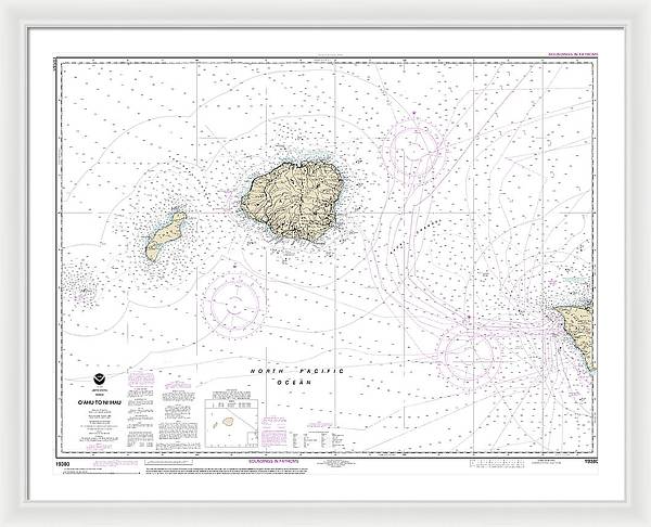 Nautical Chart-19380 Oahu-niihau - Framed Print