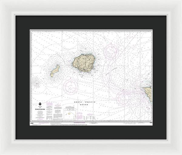 Nautical Chart-19380 Oahu-niihau - Framed Print