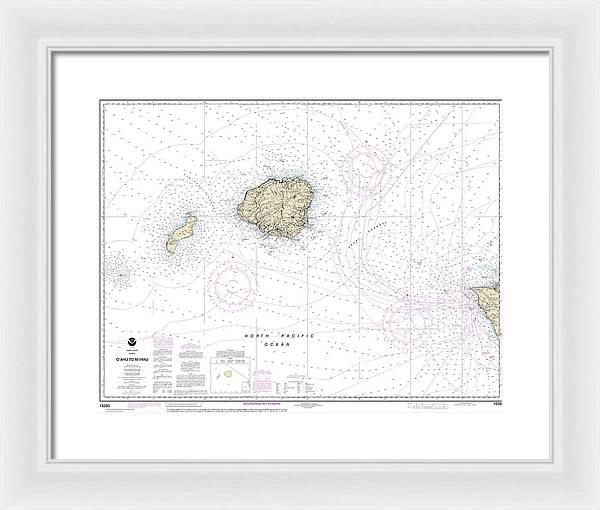 Nautical Chart-19380 Oahu-niihau - Framed Print