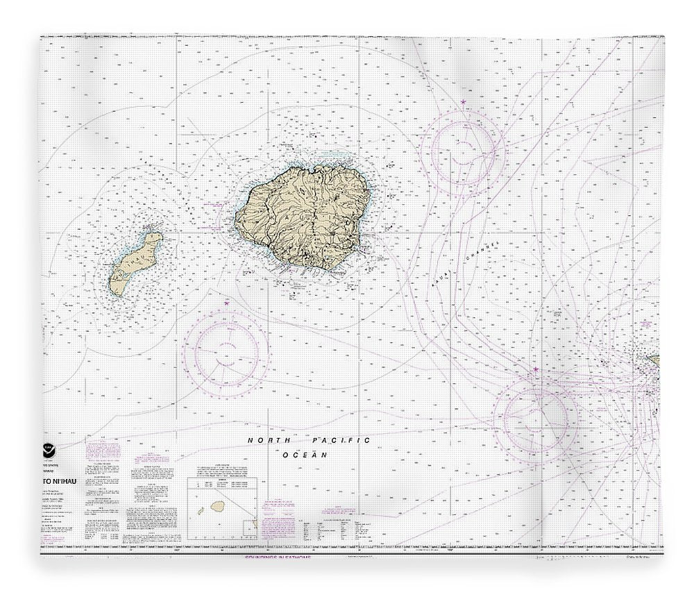 Nautical Chart 19380 Oahu Niihau Blanket