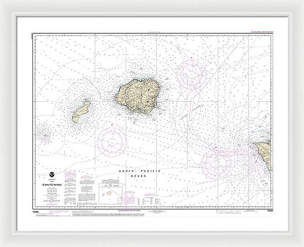 Nautical Chart-19380 Oahu-niihau - Framed Print