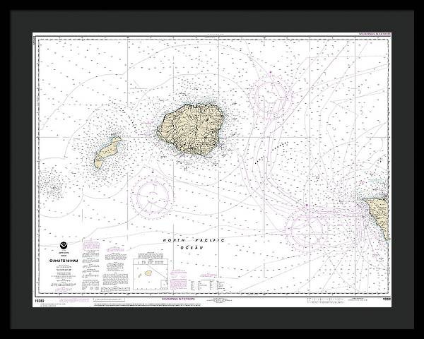 Nautical Chart-19380 Oahu-niihau - Framed Print