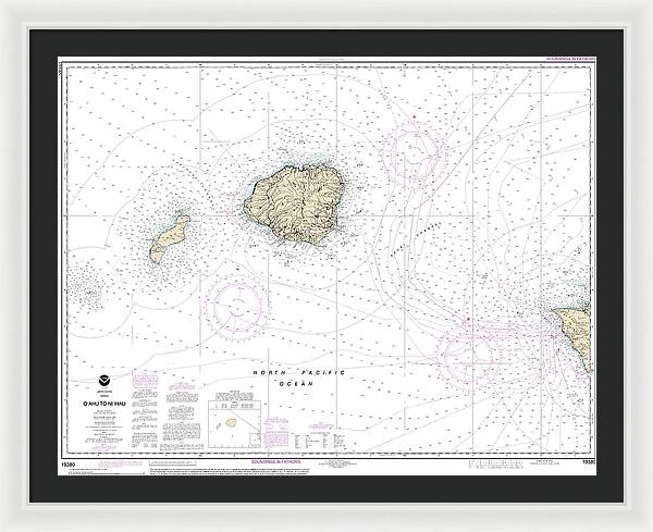 Nautical Chart-19380 Oahu-niihau - Framed Print