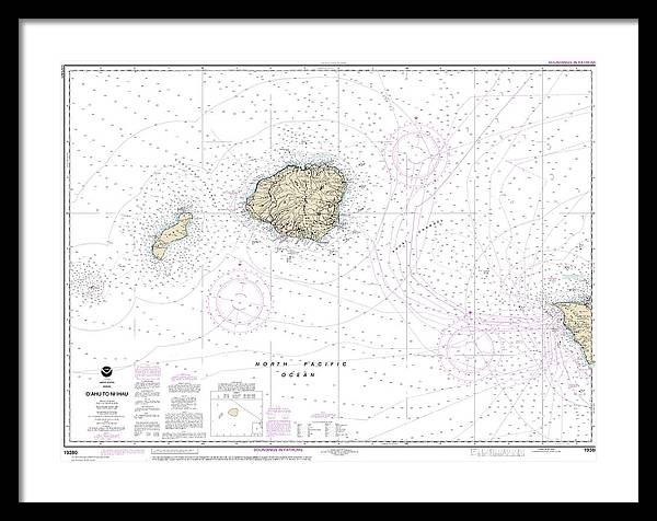 Nautical Chart-19380 Oahu-niihau - Framed Print