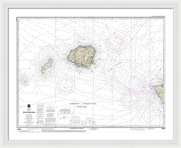 Nautical Chart-19380 Oahu-niihau - Framed Print