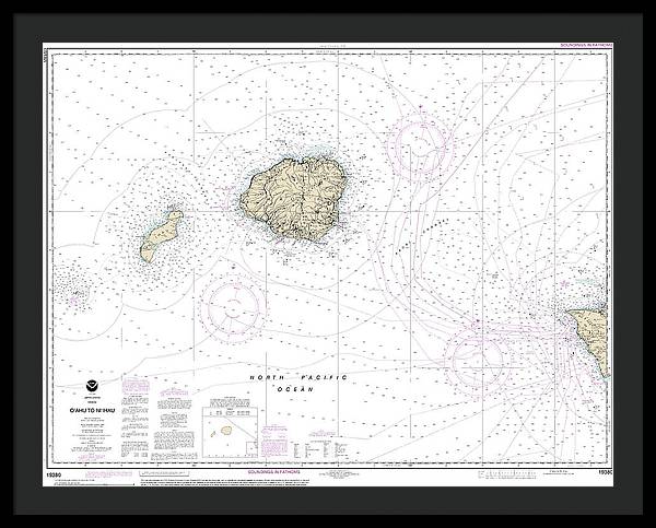 Nautical Chart-19380 Oahu-niihau - Framed Print