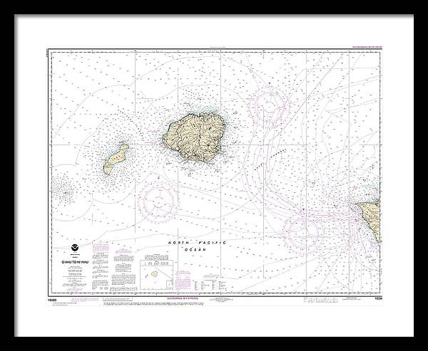 Nautical Chart-19380 Oahu-niihau - Framed Print