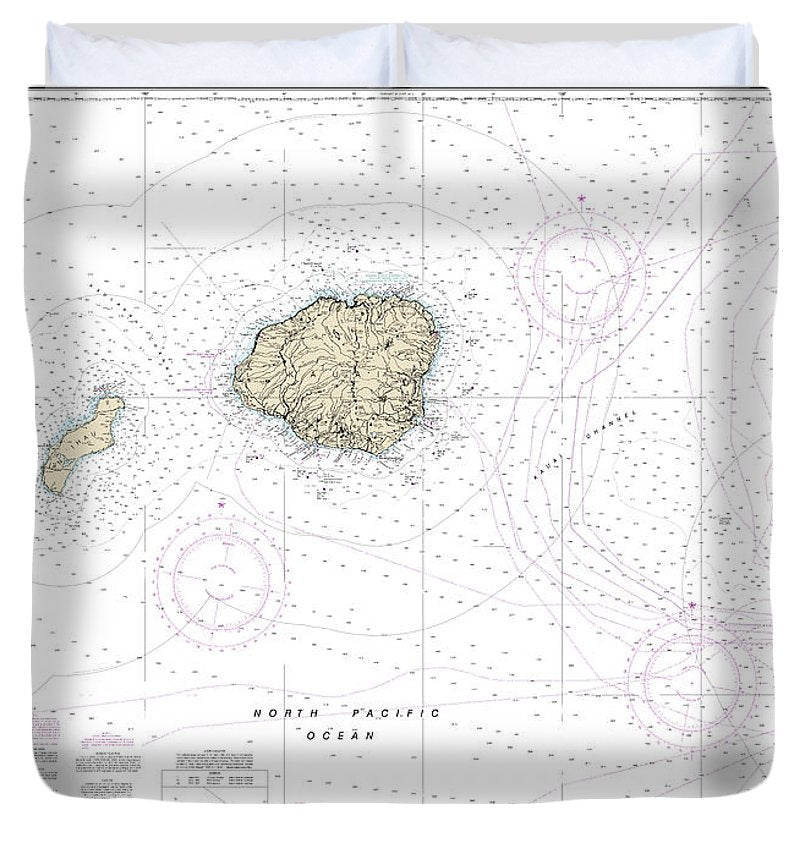 Nautical Chart 19380 Oahu Niihau Duvet Cover