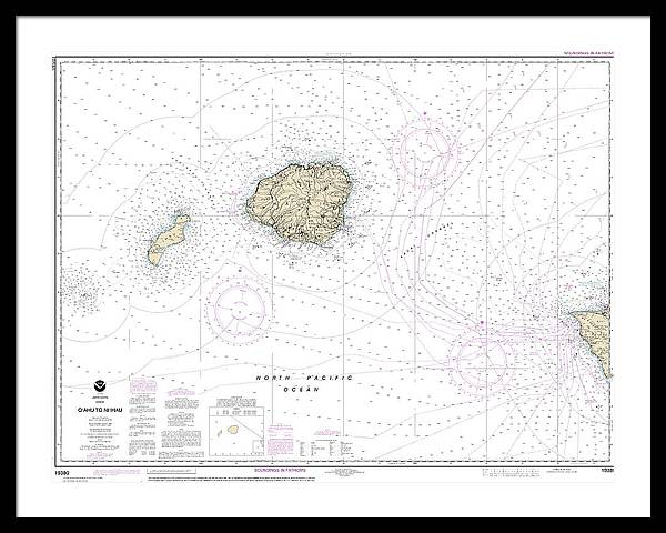 Nautical Chart-19380 Oahu-niihau - Framed Print