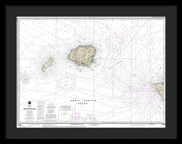 Nautical Chart-19380 Oahu-niihau - Framed Print