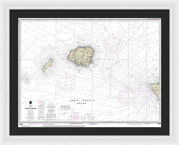 Nautical Chart-19380 Oahu-niihau - Framed Print