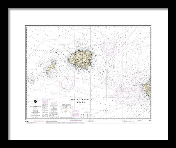 Nautical Chart-19380 Oahu-niihau - Framed Print