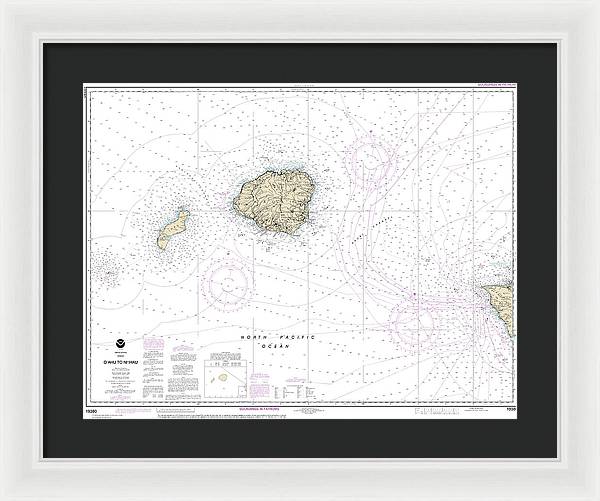 Nautical Chart-19380 Oahu-niihau - Framed Print