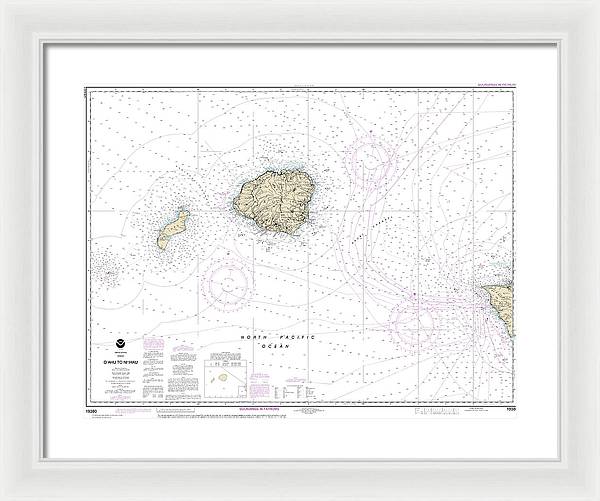 Nautical Chart-19380 Oahu-niihau - Framed Print