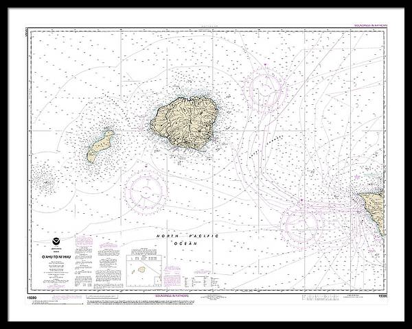 Nautical Chart-19380 Oahu-niihau - Framed Print