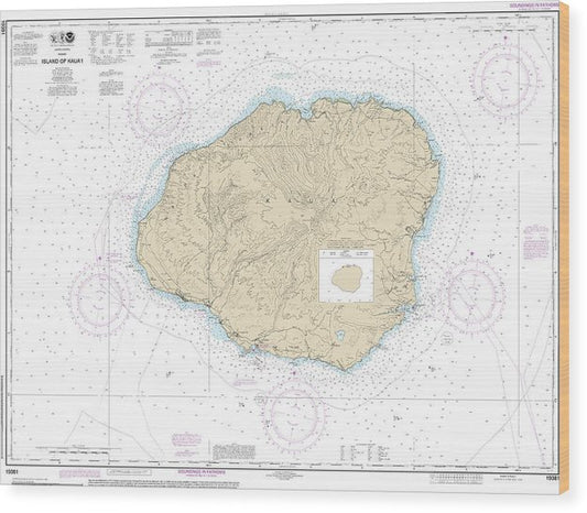 Nautical Chart-19381 Island-Kauai Wood Print