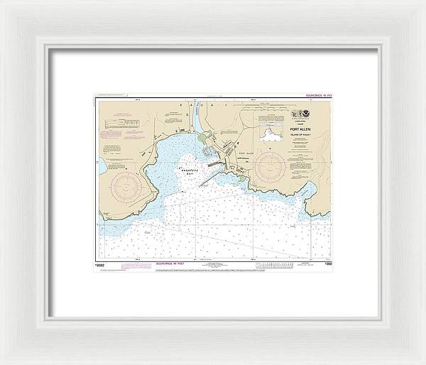 Nautical Chart-19382 Port Allen Island-kauai - Framed Print