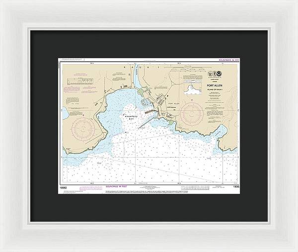 Nautical Chart-19382 Port Allen Island-kauai - Framed Print