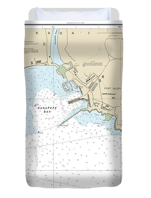 Nautical Chart-19382 Port Allen Island-kauai - Duvet Cover