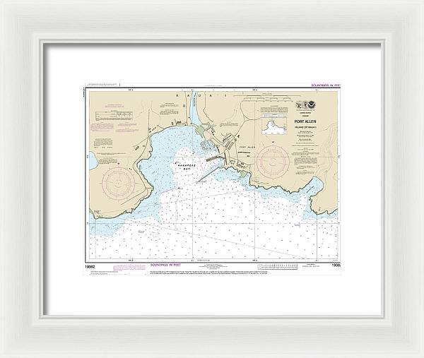 Nautical Chart-19382 Port Allen Island-kauai - Framed Print