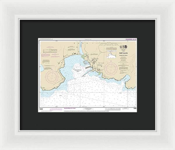 Nautical Chart-19382 Port Allen Island-kauai - Framed Print