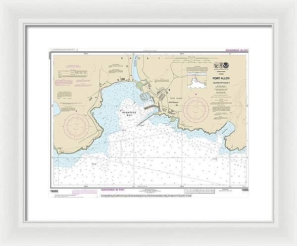 Nautical Chart-19382 Port Allen Island-kauai - Framed Print