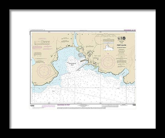 Nautical Chart-19382 Port Allen Island-kauai - Framed Print