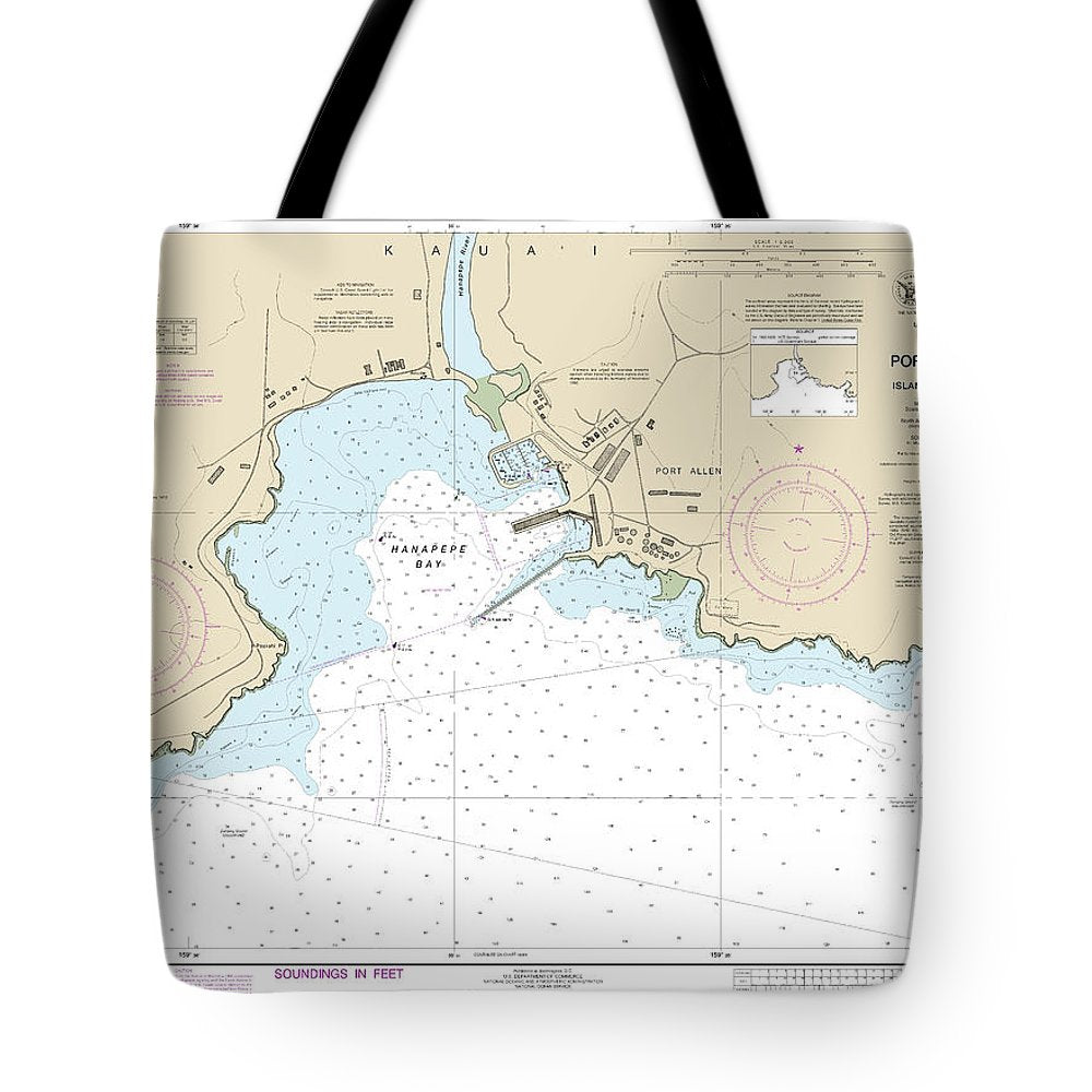 Nautical Chart-19382 Port Allen Island-kauai - Tote Bag