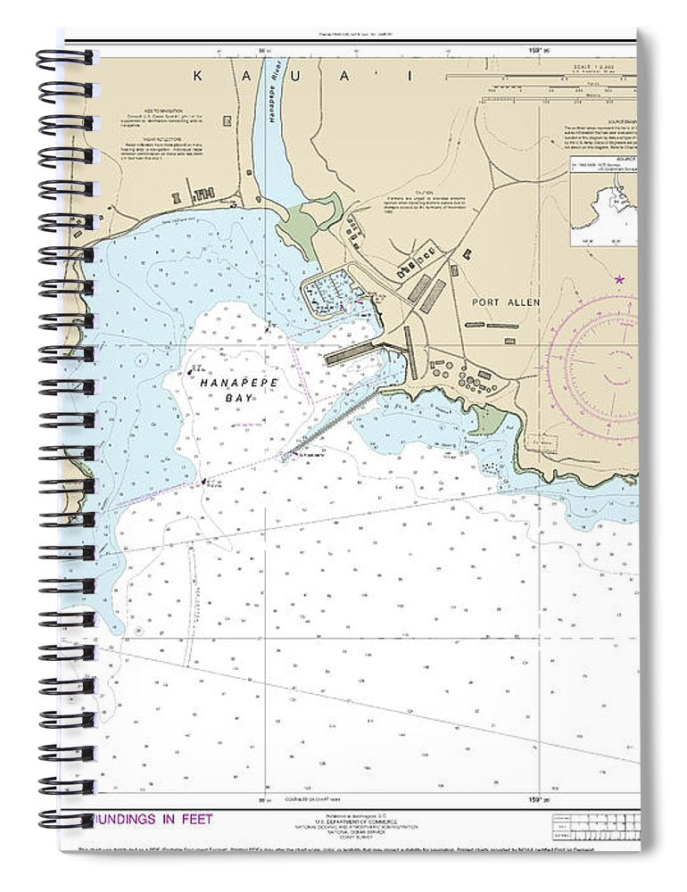 Nautical Chart 19382 Port Allen Island Kauai Spiral Notebook