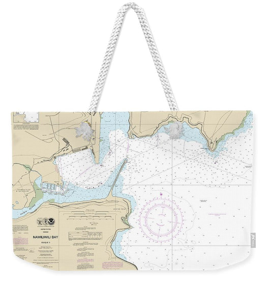 Nautical Chart-19383 Kauai Nawiliwili Bay - Weekender Tote Bag