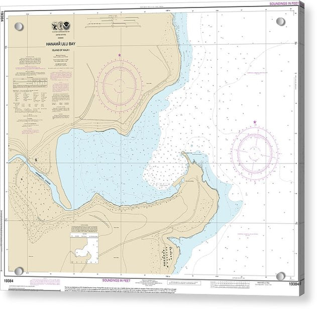 Nautical Chart-19384 Hanamaulu Bay Island-kauai - Acrylic Print