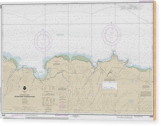 Nautical Chart-19385 North Coast-Kauai Haena Point-Kepuhi Point Wood Print