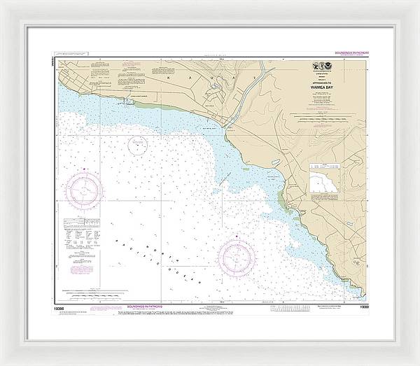 Nautical Chart-19386 Kauai Approaches-waimea Bay - Framed Print