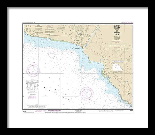 Nautical Chart-19386 Kauai Approaches-waimea Bay - Framed Print