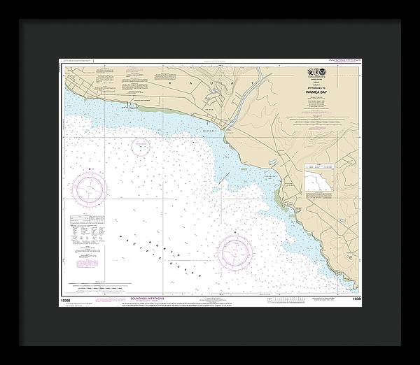 Nautical Chart-19386 Kauai Approaches-waimea Bay - Framed Print