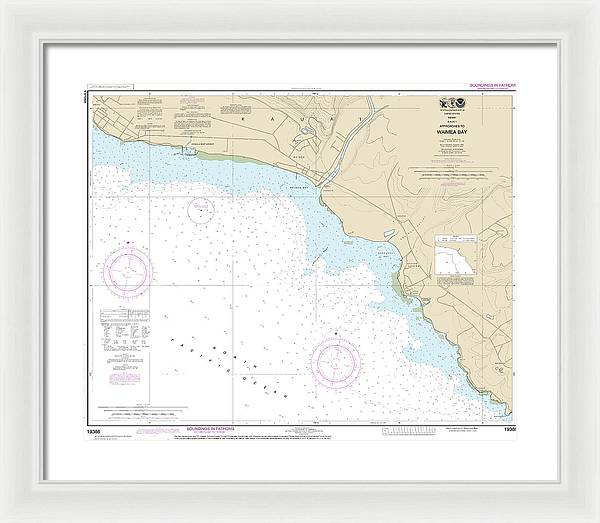 Nautical Chart-19386 Kauai Approaches-waimea Bay - Framed Print