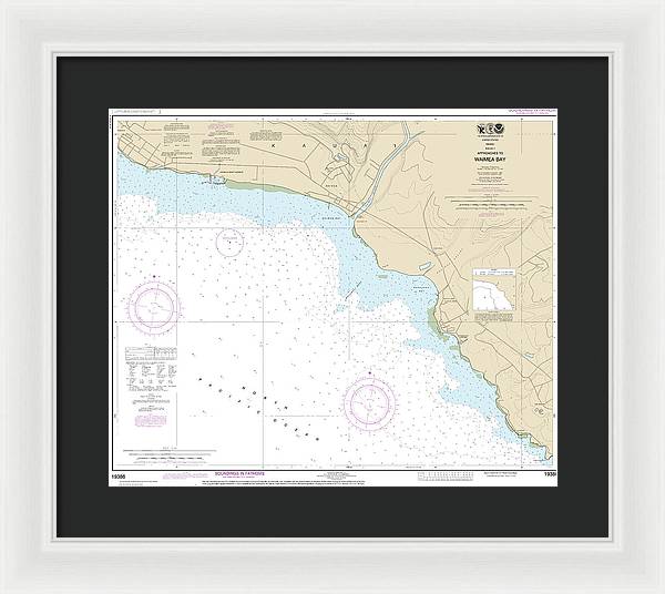 Nautical Chart-19386 Kauai Approaches-waimea Bay - Framed Print