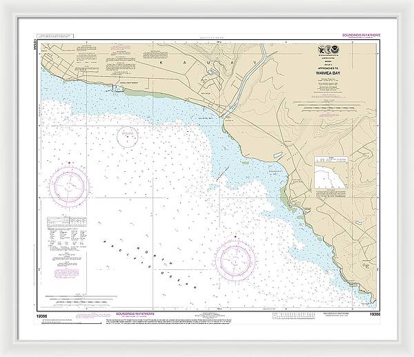 Nautical Chart-19386 Kauai Approaches-waimea Bay - Framed Print