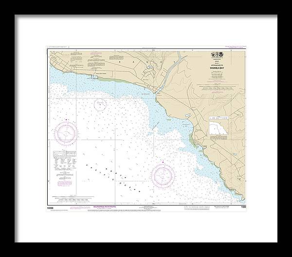 Nautical Chart-19386 Kauai Approaches-waimea Bay - Framed Print