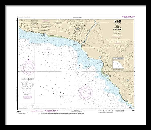 Nautical Chart-19386 Kauai Approaches-waimea Bay - Framed Print