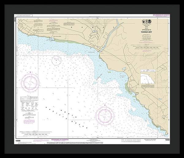 Nautical Chart-19386 Kauai Approaches-waimea Bay - Framed Print