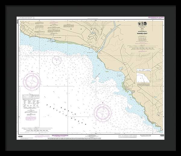 Nautical Chart-19386 Kauai Approaches-waimea Bay - Framed Print