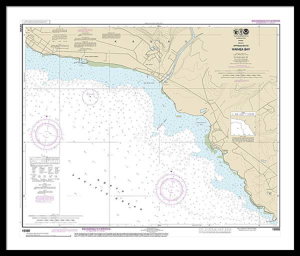 Nautical Chart-19386 Kauai Approaches-waimea Bay - Framed Print