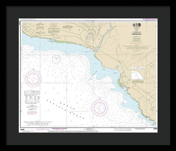 Nautical Chart-19386 Kauai Approaches-waimea Bay - Framed Print